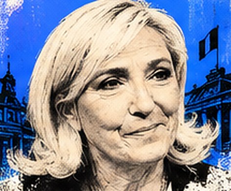 Portrait illustré de Marine Le Pen